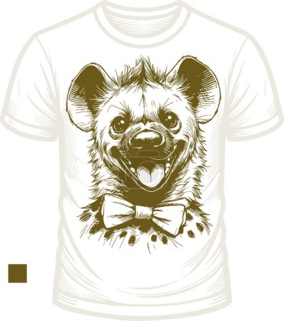 Illustration for Hyena with bow vector stencil design print for t-shirt - Royalty Free Image