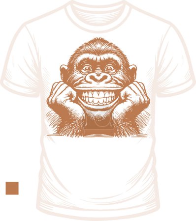 Foto de Camiseta impresión sonriente gorila vector dibujo - Imagen libre de derechos