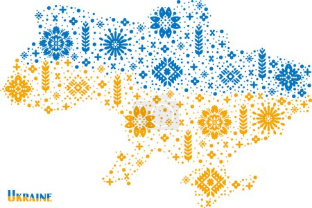 Stylized map of Ukraine with ornaments vector drawing