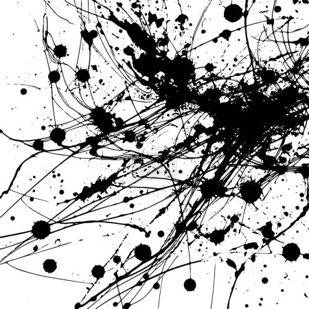 Vector graphics with abstract black ink splatters and streaks on white