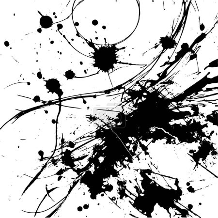 Black ink blots and streaks on white vector abstract backgrounds