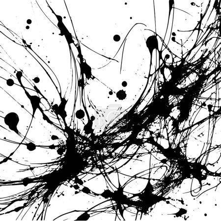 Black ink blots and streaks on white backdrop vector abstract graphics