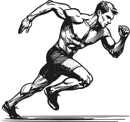 Simple sketch of a track and field athlete in black on white