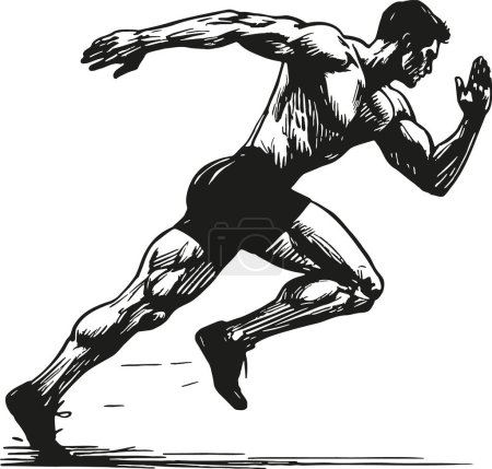 Illustration eines Leichtathleten in einer einfachen schwarzen Skizze auf Weiß