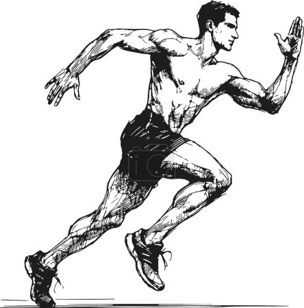 Simple black and white sketch of a lightweight athlete in action