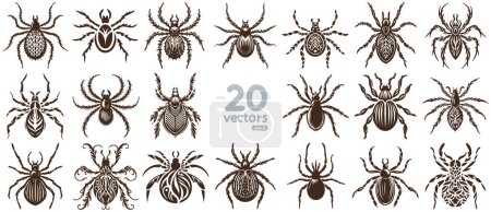 tick collection of monochrome vector drawings