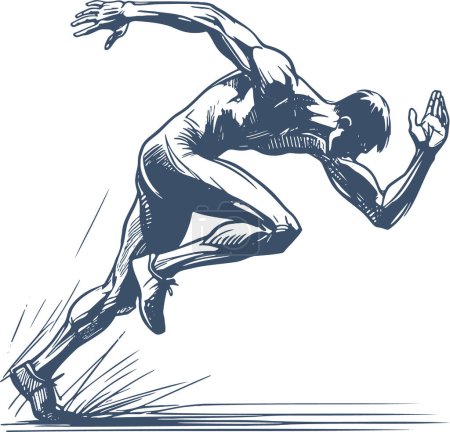 athlete running forward vector drawing sketch