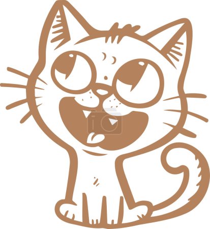 chaton s'assoit et miaule dans une illustration vectorielle simple de pochoir contour