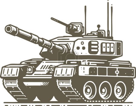 tanque moderno en ilustración monocromática vector simple