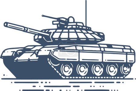 moderner Panzer mit aktiver Rüstung in einer einfachen monochromen Vektorillustration