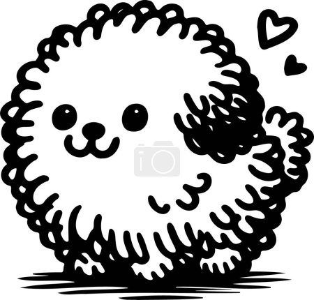 simple vector drawing of a fluffy curly dog