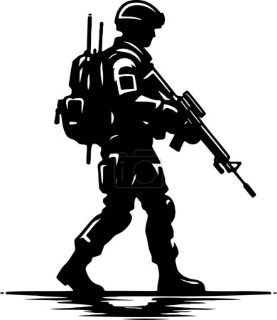 dibujo de vector simple con soldado moderno