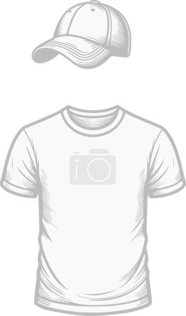 t-shirt and cap in simple vector illustration