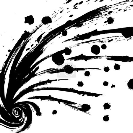 Verdrehender schwarzer Pinselstrich, ein wirbelartiges Muster, das durch einen abstrakten Hintergrund erzeugt wird
