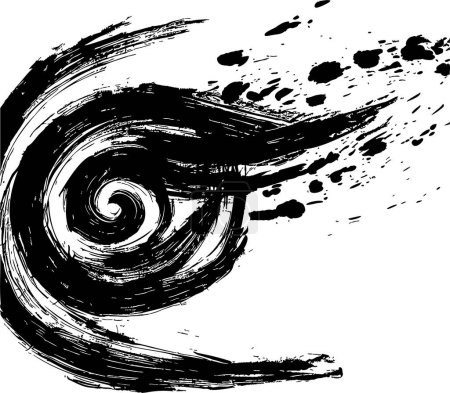 Twisting black stroke a vortex-like motion created by a vector abstract backdrop