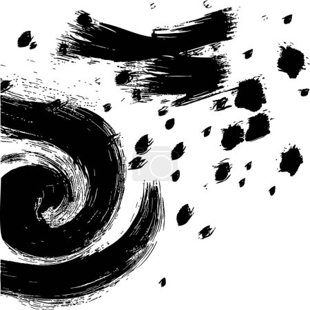 Twisting ink spot a vortex-like black brushstroke forming a spiral on a vector abstract backdrop