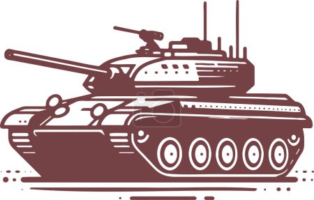 vector simple drawing of a tracked tank on a white background