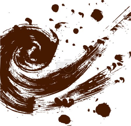 Frottis noir en forme de vortex avec mouvement tourbillonnant une tache d'encre spirale sur un fond abstrait vectoriel