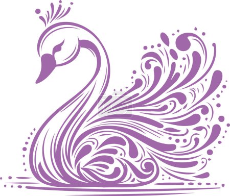 abstract drawing of a swan princess with a crown in vector art stencil drawing