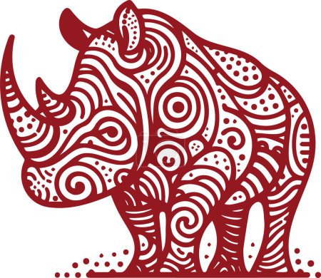 vector abstract pattern of rhinoceros with lines and waves