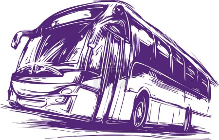 abstract vector sketch drawing of a passenger modern bus