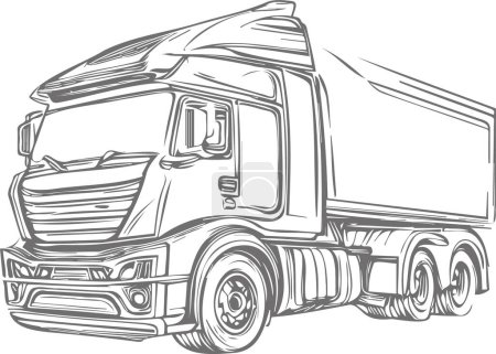 Illustration for Simple sketch drawing in vector of a large modern truck - Royalty Free Image