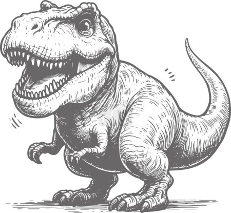 Tyrannosaurus angrily growls and looks forward vector drawing