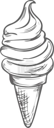 big ice cream cone in vector stencil drawing coloring book