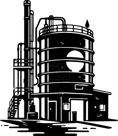 Vector artwork of a refinery in a straightforward style