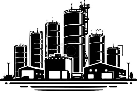 Illustration for Vector depiction of a refinery in a basic stencil style - Royalty Free Image