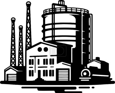 Ilustración vectorial de una instalación de refinería en un estilo sencillo