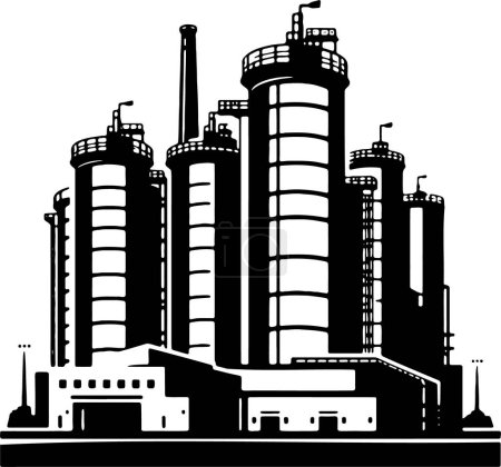 Téléchargez les illustrations : Création vectorielle de base d'une raffinerie - en licence libre de droit