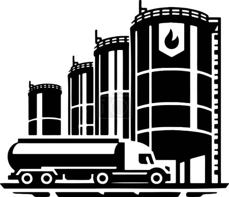 Téléchargez les illustrations : Représentation vectorielle minimaliste d'une raffinerie de pétrole - en licence libre de droit