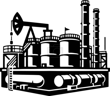 Ilustración de Gráfico vectorial limpio de una planta de procesamiento de aceite - Imagen libre de derechos