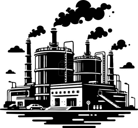 Simple stencil vector drawing of an oil refinery