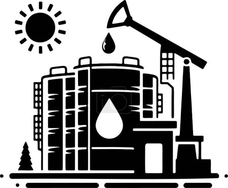Téléchargez les illustrations : Illustration vectorielle simple au pochoir d'une raffinerie de pétrole - en licence libre de droit