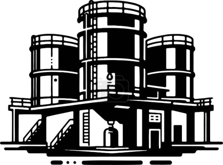 Ilustración de Gráfico vectorial simplificado de una refinería de petróleo - Imagen libre de derechos