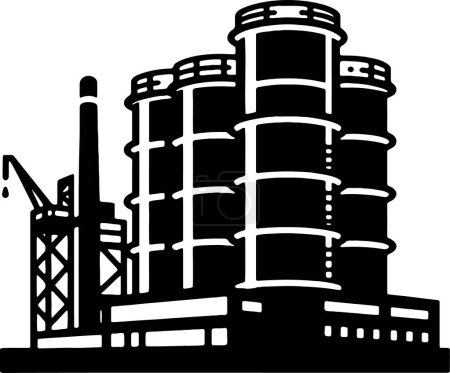 Ilustración de Obra gráfica vectorial simplista de una planta de procesamiento de aceite - Imagen libre de derechos