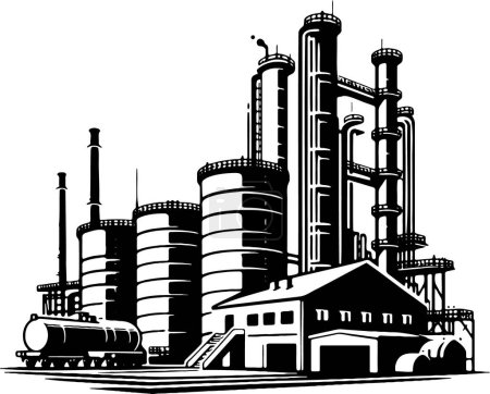 Ilustración de Representación vectorial simplista de una instalación de procesamiento de petróleo - Imagen libre de derechos