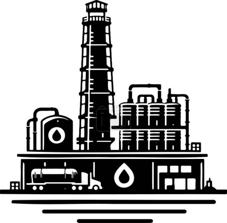 Ilustración de Representación vectorial simplista de una instalación de refinería - Imagen libre de derechos