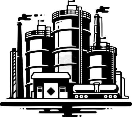 Ilustración de Representación vectorial simplista de una planta de refinería - Imagen libre de derechos