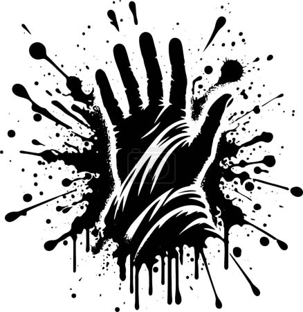 Ilustración de Mano humana vendada con palma dentro de una mancha con salpicaduras - Imagen libre de derechos