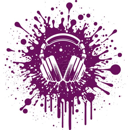 stencil vector abstract drawing of headphones in a blot