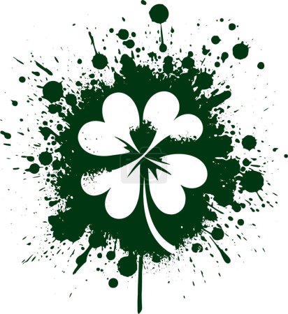 stencil vector abstract drawing of a clover leaf in a blot