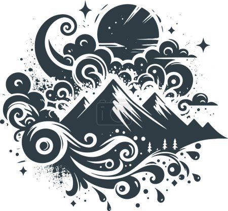mountain night landscape in abstract vector illustration