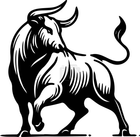 Illustration for Stylish vector portrayal of a bull in black on white - Royalty Free Image