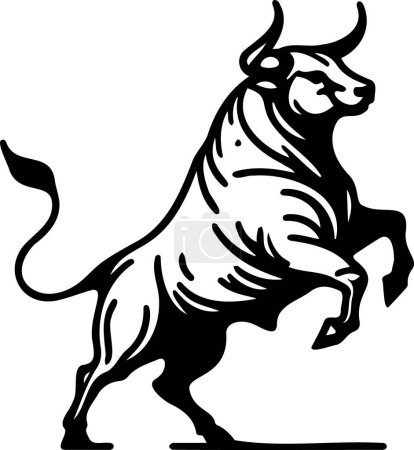 Illustration for Stylish vector portrayal of a bull in black and white - Royalty Free Image
