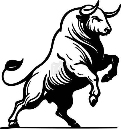 Illustration for Classic vector illustration of a bull in simple black and white - Royalty Free Image