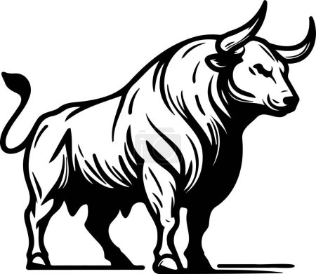 Dynamic vector artwork showcasing a black bull on a white canvas
