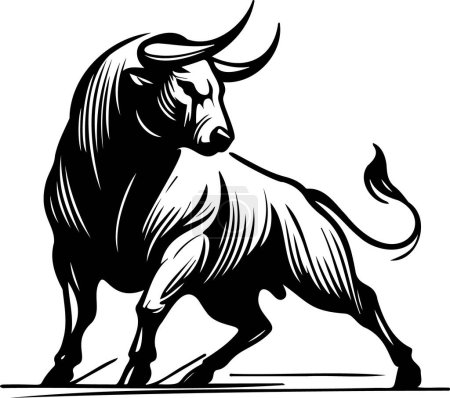 Foto de Atractivo vector representación de un toro negro en un lienzo blanco - Imagen libre de derechos